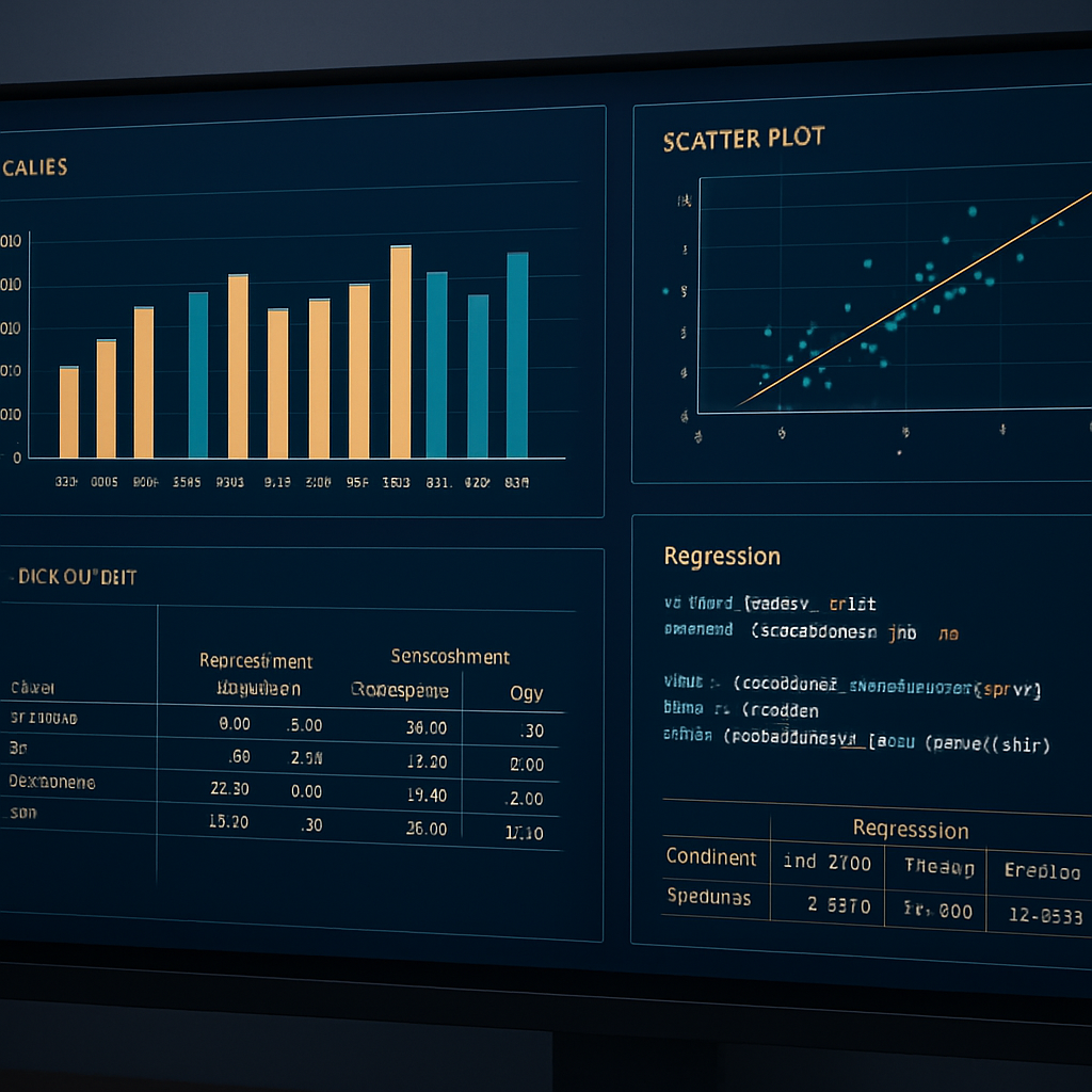 Data analytics dashboard showing charts and graphs